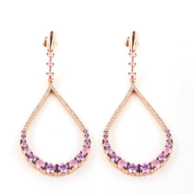 Rose Gold Over 925 Sterling Silver Pink Zirconia Pave Teardrop Earrings - www.LaBellaDentro.com