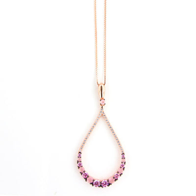 Rose Gold Over 925 Sterling Silver Pink Zirconia Pave Necklace - www.LaBellaDentro.com