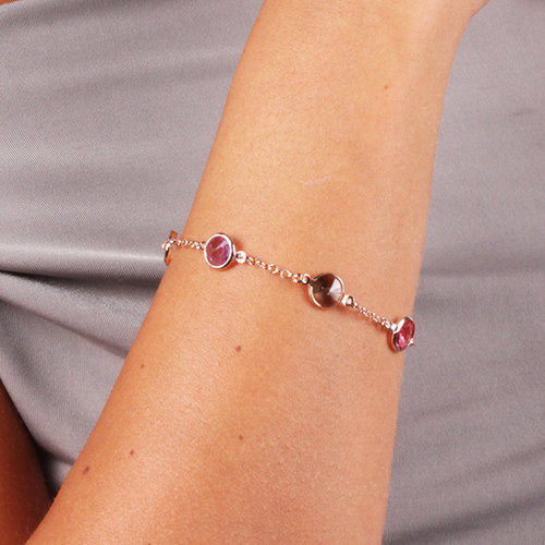 ROSE GOLD OVER SILVER SWAROVSKI CRYSTALS LINK BRACELET - www.LaBellaDentro.com