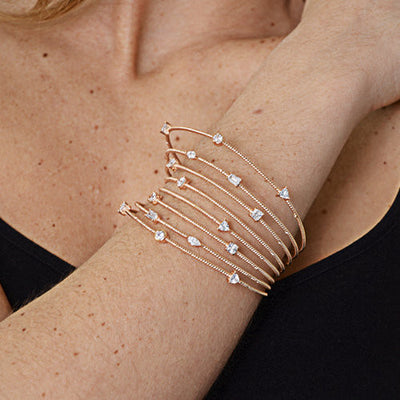 Rose Gold Plated over 925 Sterling Silver Multi-Row Open Cuff Bracelet - www.LaBellaDentro.com