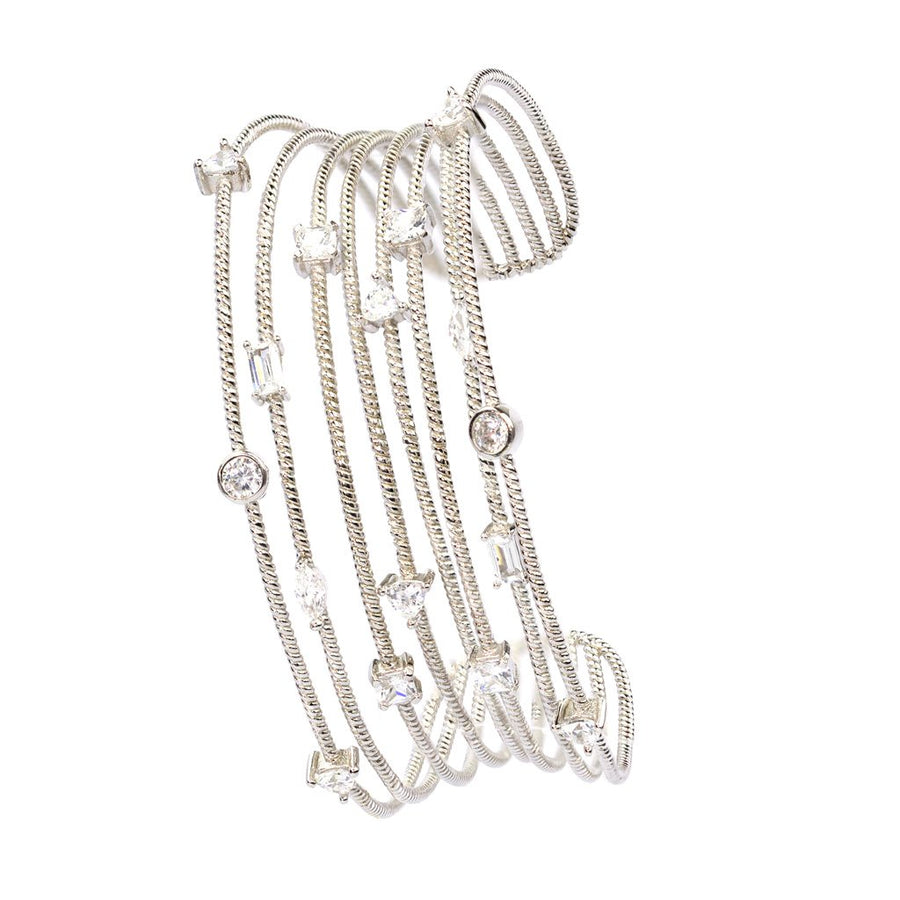 925 Sterling Silver Multi-Row Open Cuff Bracelet - www.LaBellaDentro.com