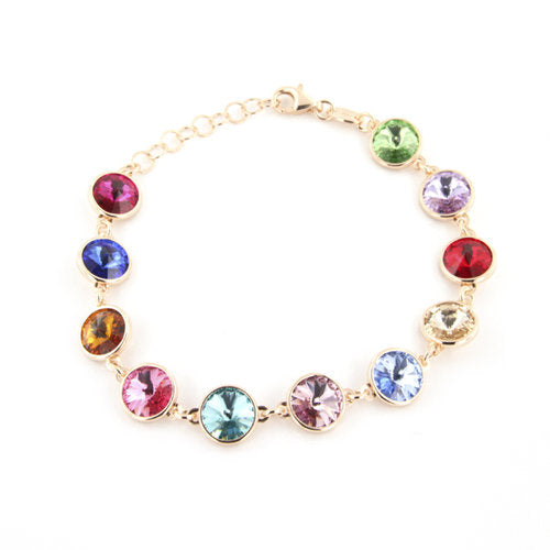 ROSE GOLD OVER SILVER MULTI-STONE SWAROVSKI CRYSTALS LINK BRACELET - www.LaBellaDentro.com