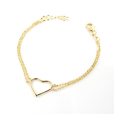 Portofino 18 KT Gold Over Sterling Silver Double Chain Small Heart Bracelet - www.LaBellaDentro.com