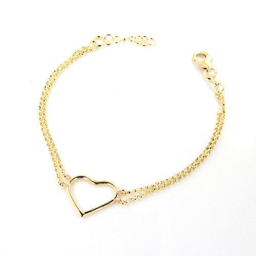 Portofino 18 KT Gold Over Sterling Silver Double Chain Small Heart Bracelet - www.LaBellaDentro.com