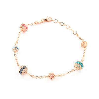 ROSE GOLD OVER SILVER WRAPPED MULTICOLORED SWAROVSKI CRYSTAL BRACELET - www.LaBellaDentro.com