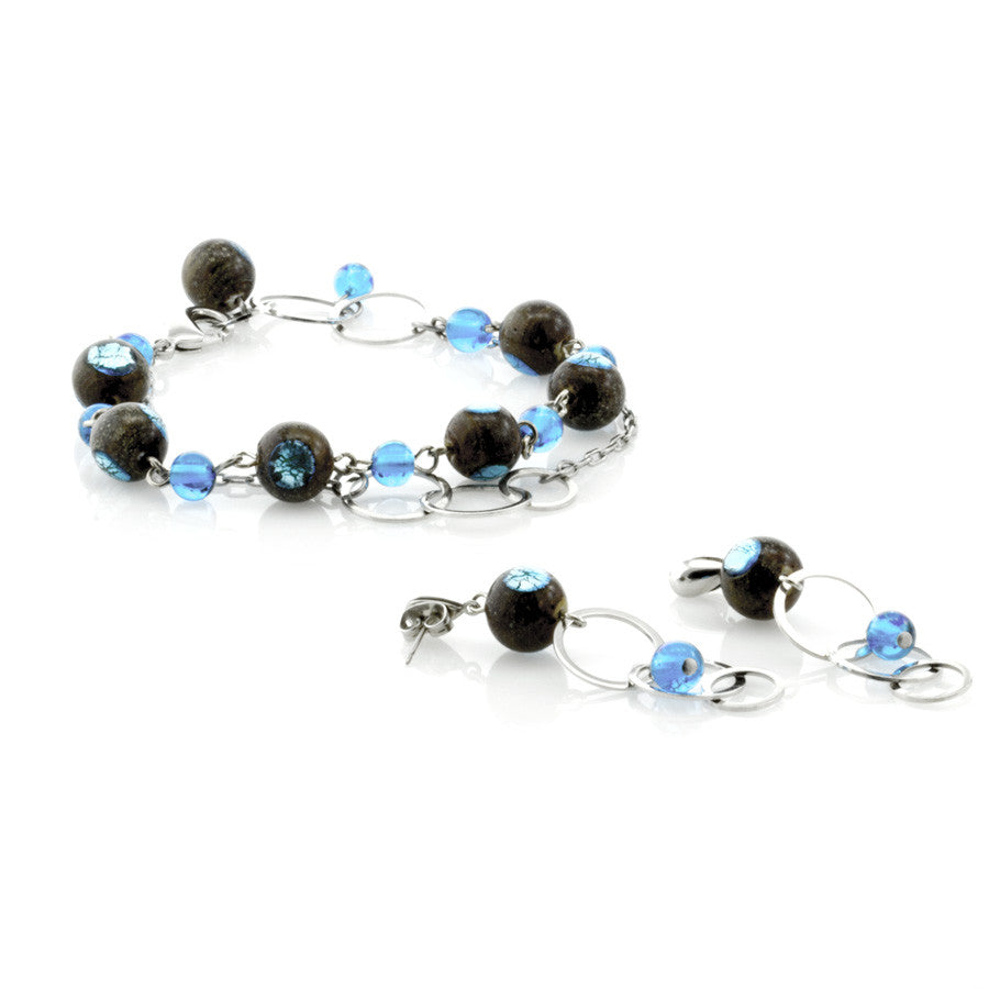 EVELIN- Double-Strand Blue Murano Glass Bead Set - www.LaBellaDentro.com