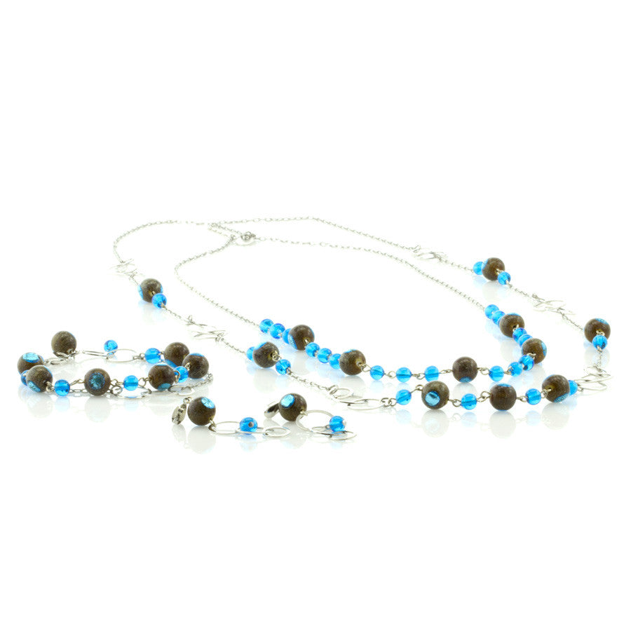 EVELIN- Double-Strand Blue Murano Glass Bead Set - www.LaBellaDentro.com