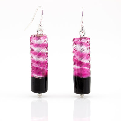 FREYA - Sterling Silver Cylinder Murano Glass Set - www.LaBellaDentro.com