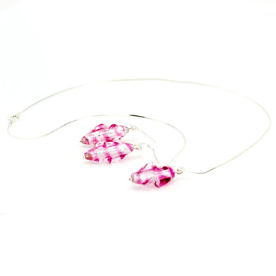 GAIA – Sterling Silver Murano Glass Cylinder Set with Necklace and Earrings - www.LaBellaDentro.com