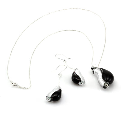 IOANA – Sterling Silver Murano Glass Teardrop Set with Necklace and Earrings - www.LaBellaDentro.com
