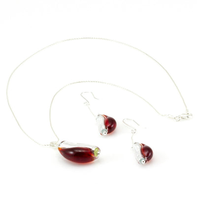 IOANA – Sterling Silver Murano Glass Teardrop Set with Necklace and Earrings - www.LaBellaDentro.com