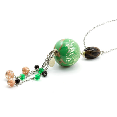 JANET – Green Murano Glass Round Pendant Necklace - www.LaBellaDentro.com