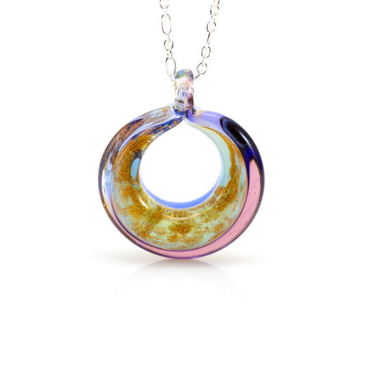 SELINA – Sterling Silver Murano Glass Circle Set with Necklace and Earrings - www.LaBellaDentro.com