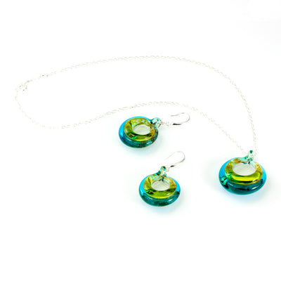SELINA – Sterling Silver Murano Glass Circle Set with Necklace and Earrings - www.LaBellaDentro.com