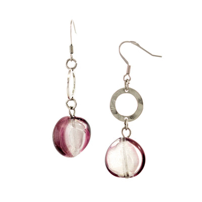 TINA – Purple Murano Glass Drop Disc Earrings - www.LaBellaDentro.com