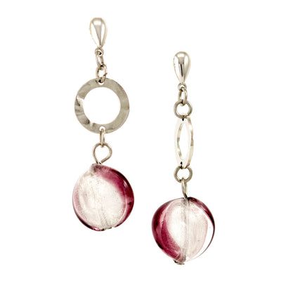 TINA – Purple Murano Glass Drop Disc Earrings - www.LaBellaDentro.com