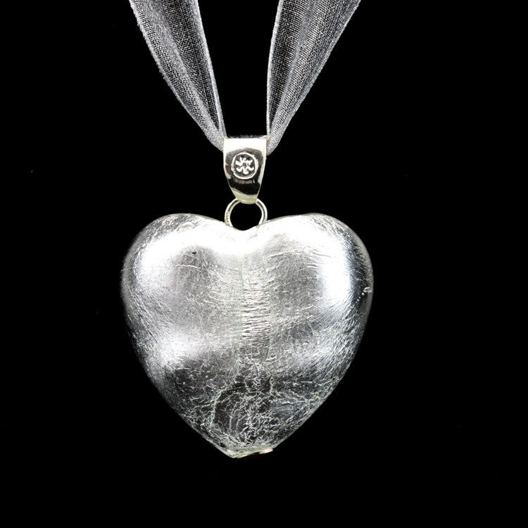 VALENTINO – Sterling Silver Murano Glass Heart Pendant - www.LaBellaDentro.com