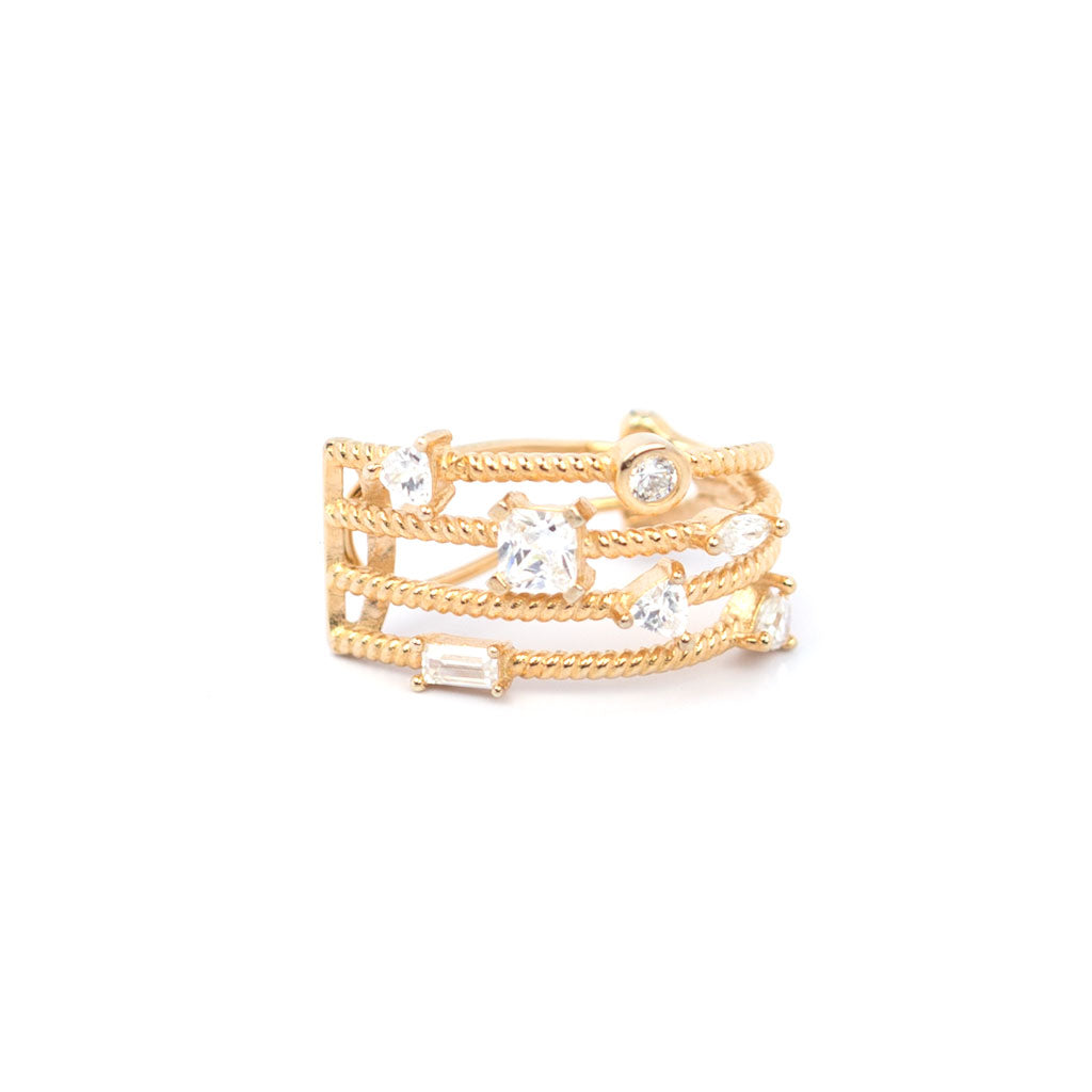 Rose Gold Plated over 925 Sterling Silver Multi-Row, Open Hoop Earrings - www.LaBellaDentro.com
