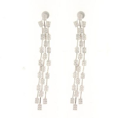 Bruges Linear Drop Earrings in Sterling Silver, 3 Strands with Cubic Zirconia - www.LaBellaDentro.com