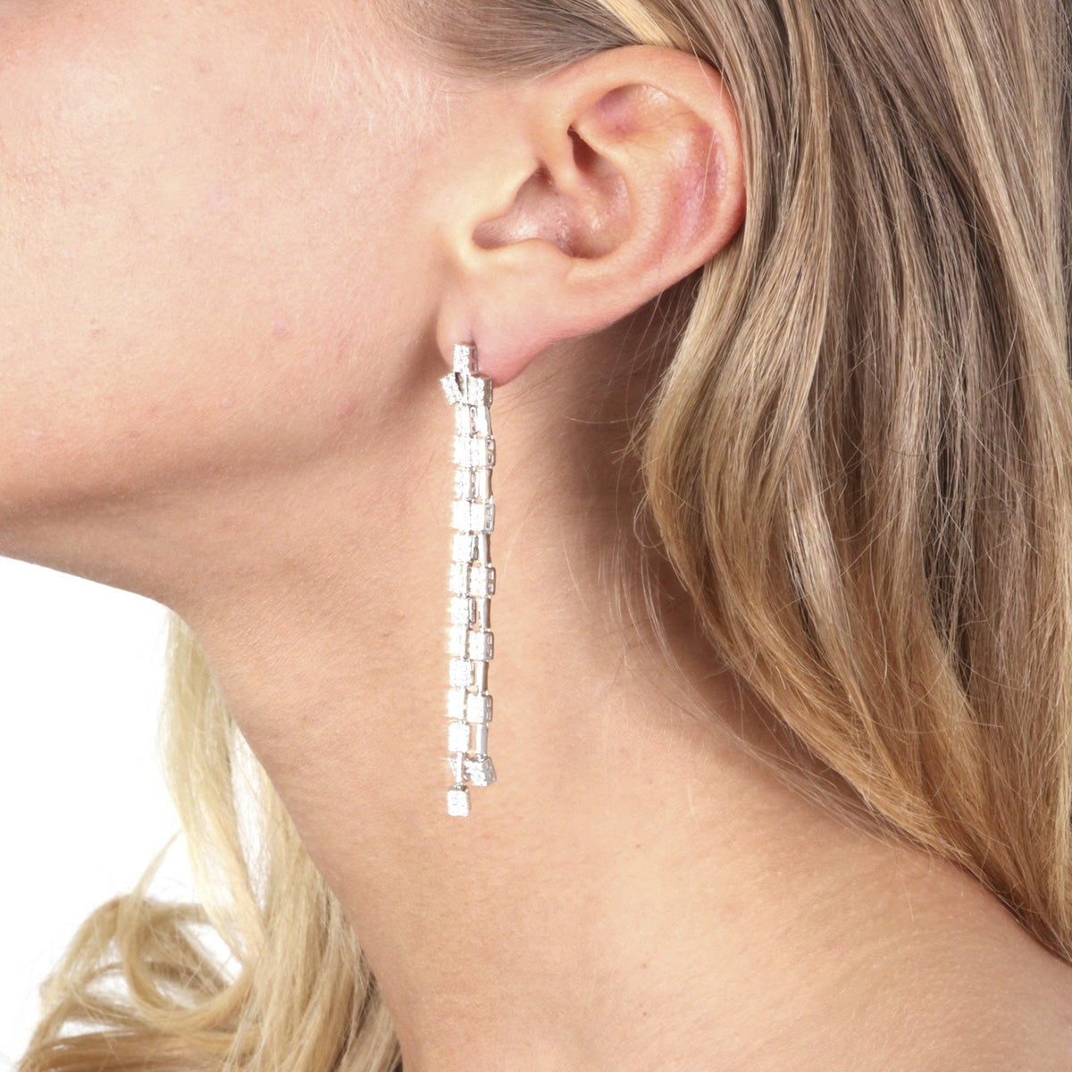 Linear Drop Diamond Dangle Earrings-Candere by Kalyan Jewellers