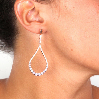 Rose Gold Over 925 Sterling Silver Pink Zirconia Pave Teardrop Earrings - www.LaBellaDentro.com