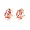 Rose Gold Over 925 Sterling Silver Multi-Row Pave Hoop Earrings-Red - www.LaBellaDentro.com