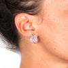 Rose Gold Over 925 Sterling Silver Multi-Row Pave Hoop Earrings-Red - www.LaBellaDentro.com