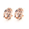 Rose Gold Over 925 Sterling Silver Multi-Row Pave Hoop Earrings-Blue - www.LaBellaDentro.com