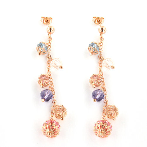 ROSE GOLD OVER SILVER TEARDROP MULTICOLORED SWAROVSKI CRYSTAL EARRINGS - www.LaBellaDentro.com