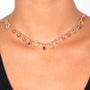 ROSE GOLD OVER SILVER BEADED NECKLACE WITH SHAKY SWAROVSKI CRYSTALS - www.LaBellaDentro.com
