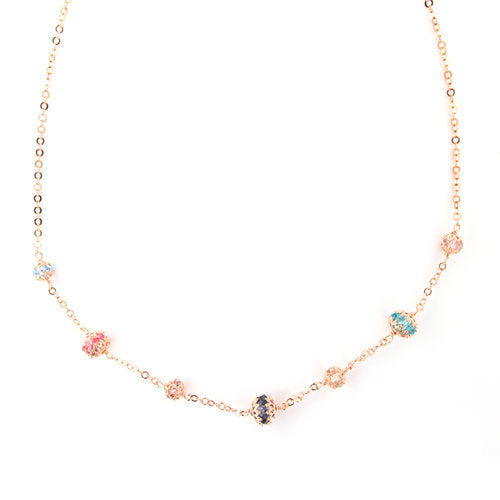 ROSE GOLD OVER SILVER WRAPPED MULTICOLORED SWAROVSKI CRYSTAL NECKLACE - www.LaBellaDentro.com