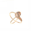 ROSE GOLD OVER SILVER CROSSOVER RING WRAPPED IN MULTICOLORED CUBIC ZIRCONIA - www.LaBellaDentro.com