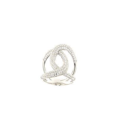 SIMEONE 925 Sterling Silver Twisted Ring with Cubic Zirconia - www.LaBellaDentro.com
