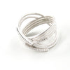 Mykonos Crossover Ring In 925 Sterling Silver with Cubic Zirconia - www.LaBellaDentro.com