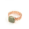 Rose Gold over 925 Sterling Silver Pave Olive Green Stone Ring - www.LaBellaDentro.com
