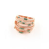 Rose Gold Plated over 925 Sterling Silver Multi-Row Pave Statement Ring- Green - www.LaBellaDentro.com