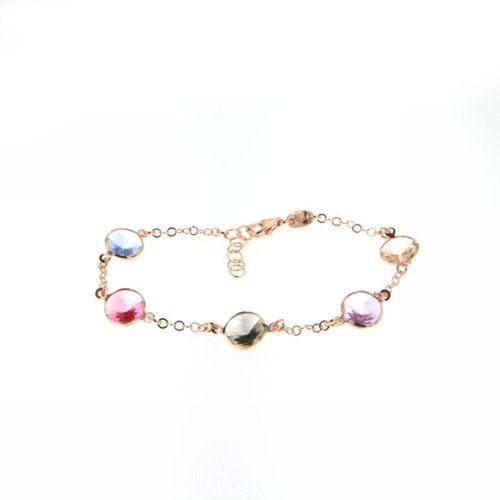 ROSE GOLD OVER SILVER SWAROVSKI CRYSTALS LINK BRACELET - www.LaBellaDentro.com