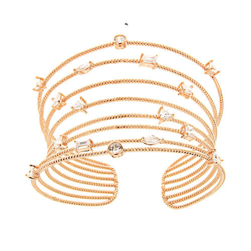Rose Gold Plated over 925 Sterling Silver Multi-Row Open Cuff Bracelet - www.LaBellaDentro.com