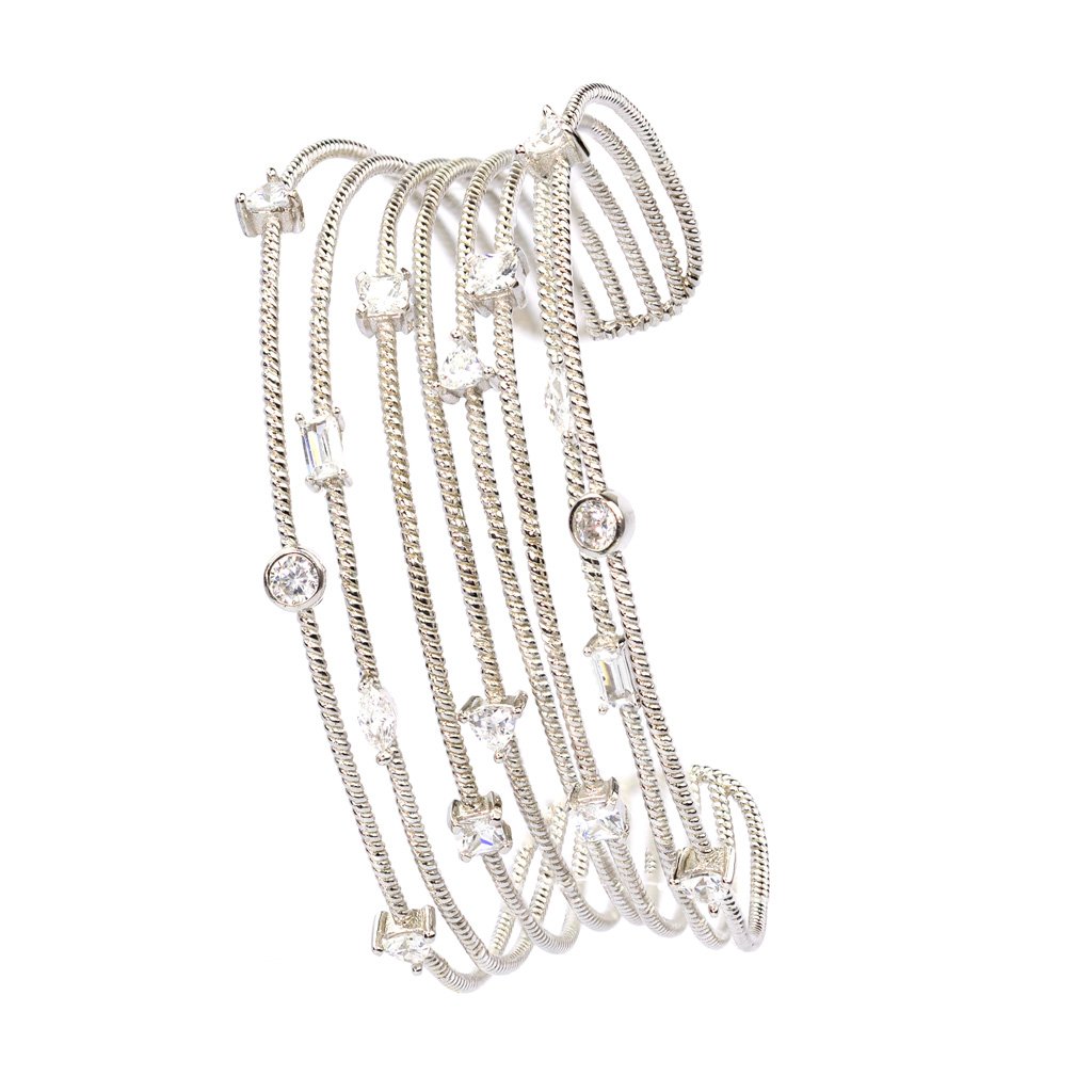 925 Sterling Silver Multi-Row Open Cuff Bracelet - www.LaBellaDentro.com