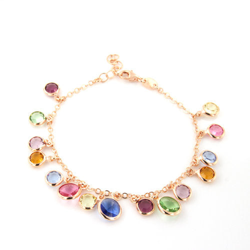 ROSE GOLD OVER SILVER BEADED BRACELET WITH SHAKY SWAROVSKI CRYSTALS - www.LaBellaDentro.com