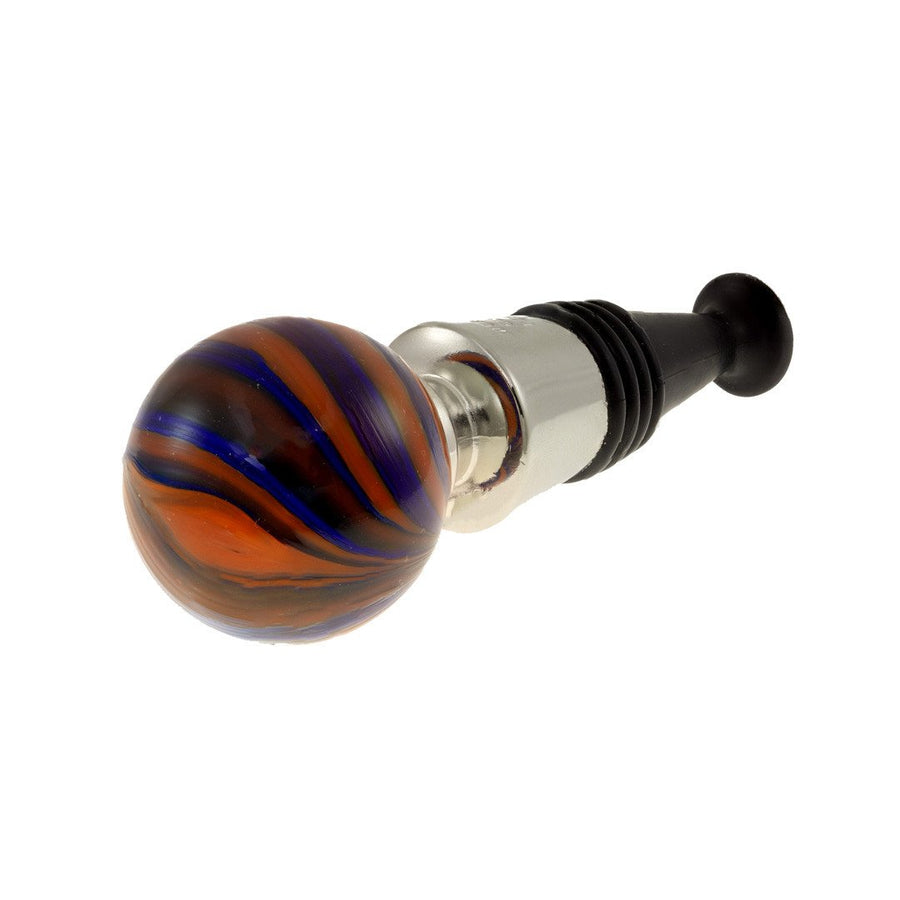 ALBERTA - Murano Glass Bottle Stopper Orange and Blue Catseye - www.LaBellaDentro.com