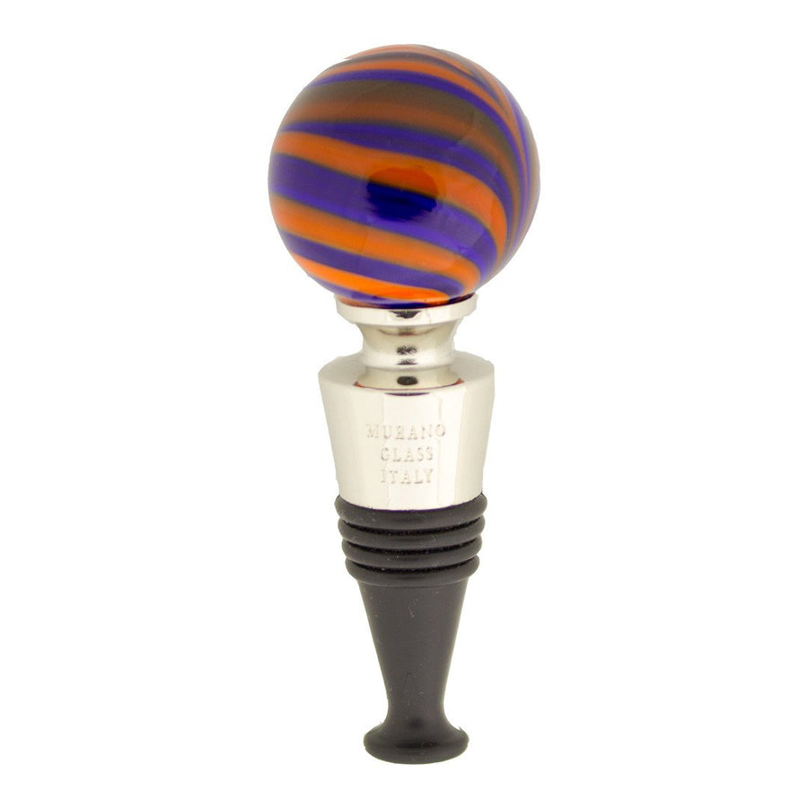 ALBERTA - Murano Glass Bottle Stopper Orange and Blue Catseye - www.LaBellaDentro.com