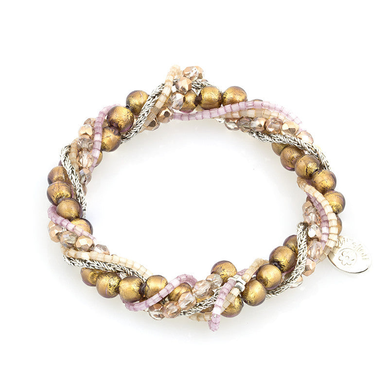 BIA-  Multi-Strand Murano Glass Bracelet, Caramel - www.LaBellaDentro.com