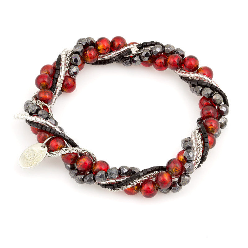 BIA – Multi-Strand Murano Glass Bracelet, Red