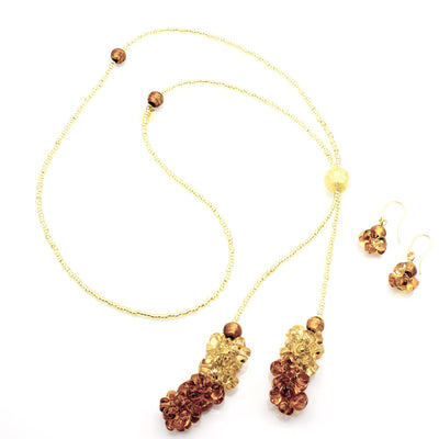 BLISS - Murano Glass Drops Amber color Set with Necklace and Earrings - www.LaBellaDentro.com