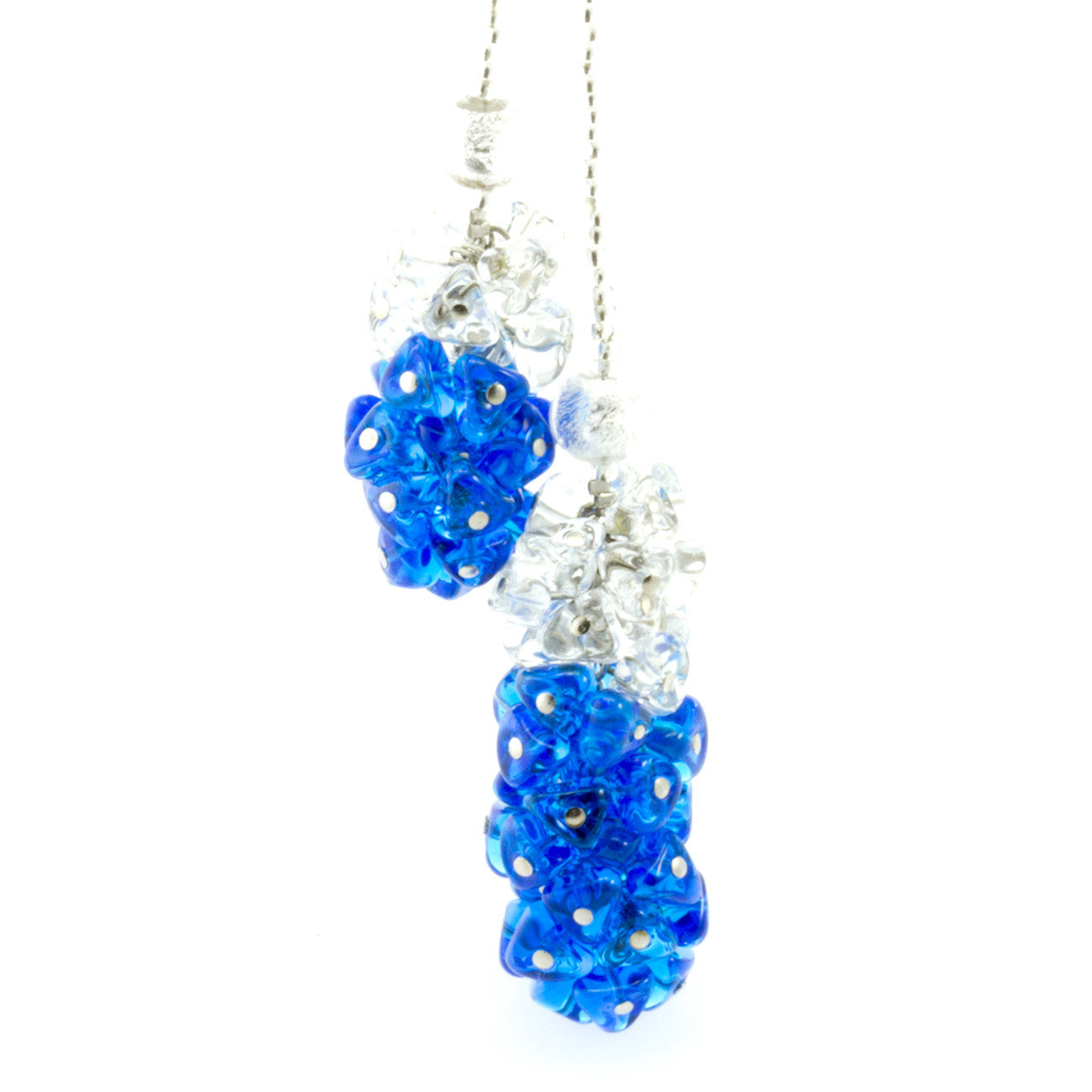 BLISS - Blue and White Murano Glass Drops Blue and White Set with Necklace and Earrings