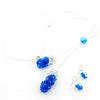 BLISS - Blue and White Murano Glass Drops Blue and White Set with Necklace and Earrings - www.LaBellaDentro.com