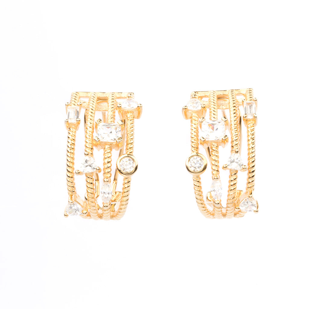 Rose Gold Plated over 925 Sterling Silver Multi-Row, Open Hoop Earrings - www.LaBellaDentro.com