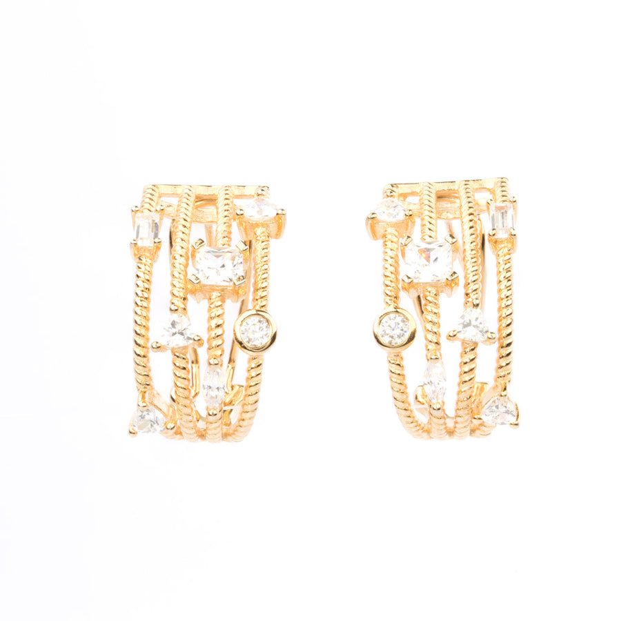 Rose Gold Plated over 925 Sterling Silver Multi-Row, Open Hoop Earrings - www.LaBellaDentro.com