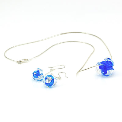 CHANEL – Blue Sterling Silver and Murano Glass Flower Bud Set - www.LaBellaDentro.com